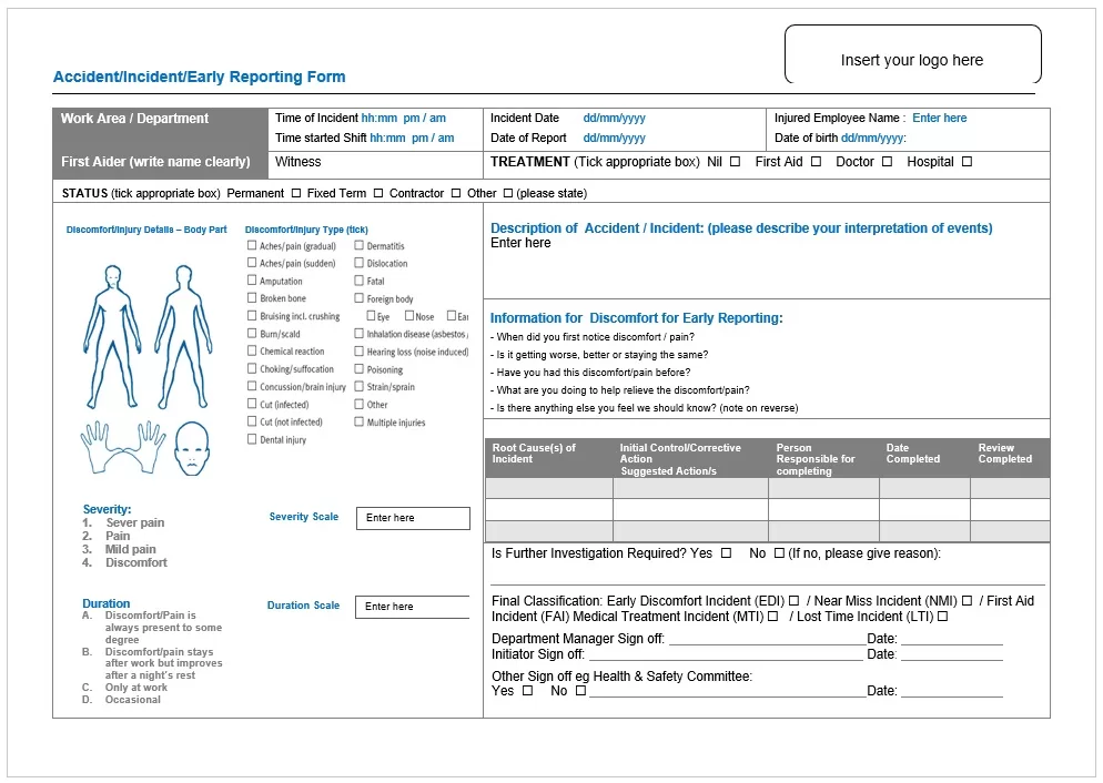 Early Incident Report Template - Medical