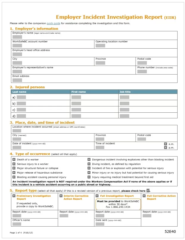 Employee Incident Report Template