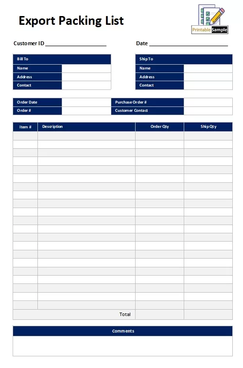 Export Packing List Template 02