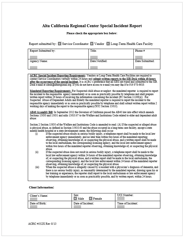 Formal Incident Report Template