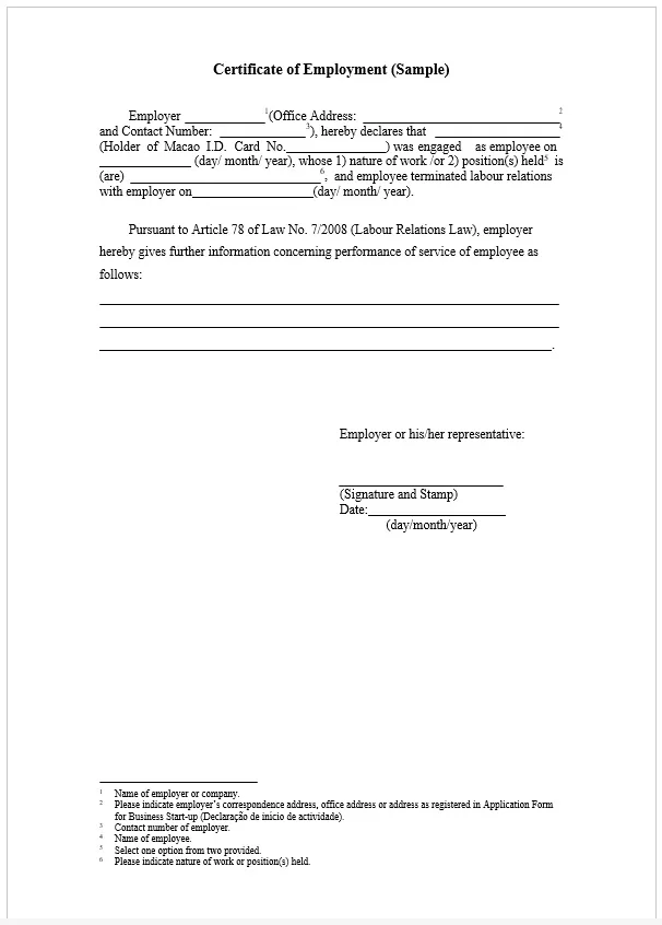 Certificate of Employment 04