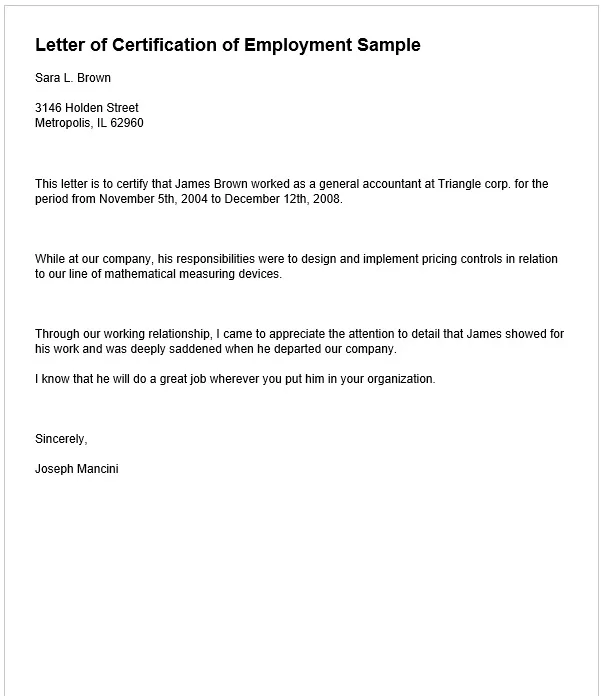 Certificate of Employment 06