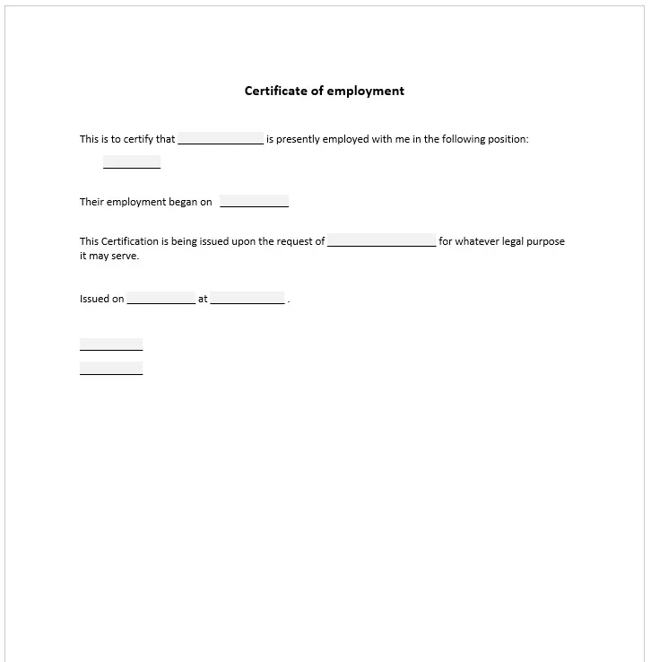 Certificate of Employment 25