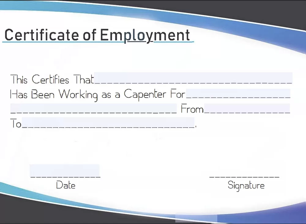 Fillable certificate of employment PDF Template