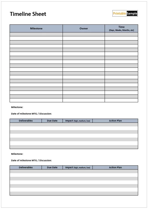 Timeline Sheet Template 01