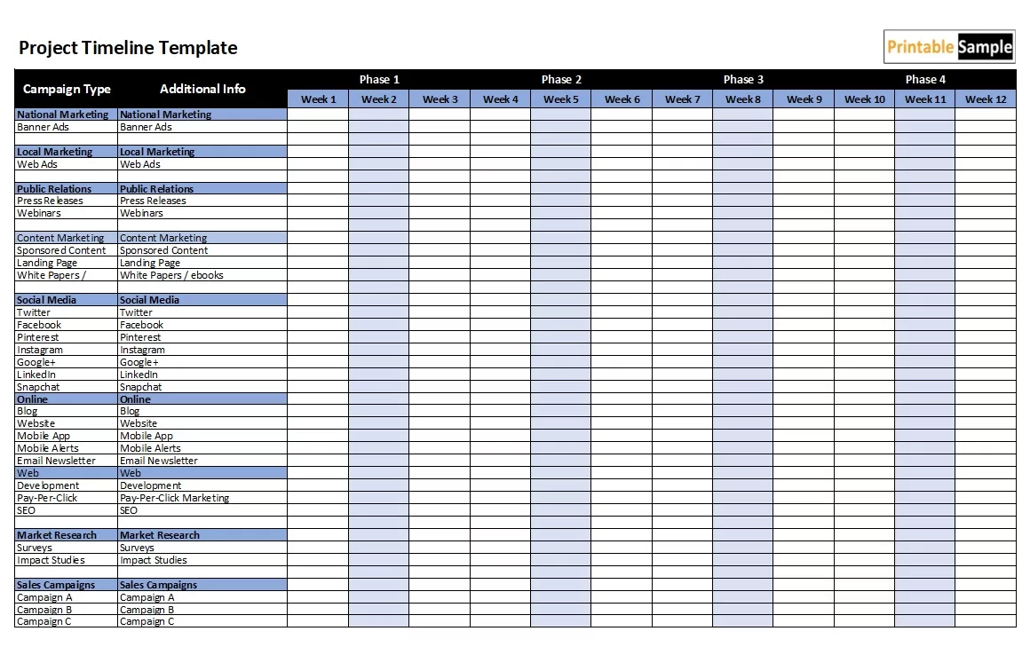 Timeline Sheet Template 05