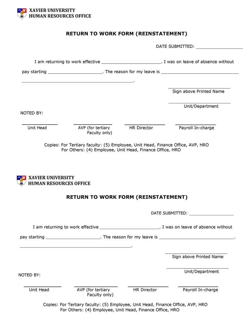 Return-to-work form 28