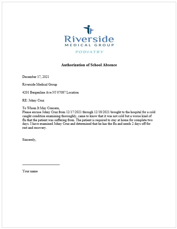 Authorization of School Absence