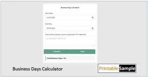 Business Days Calculator