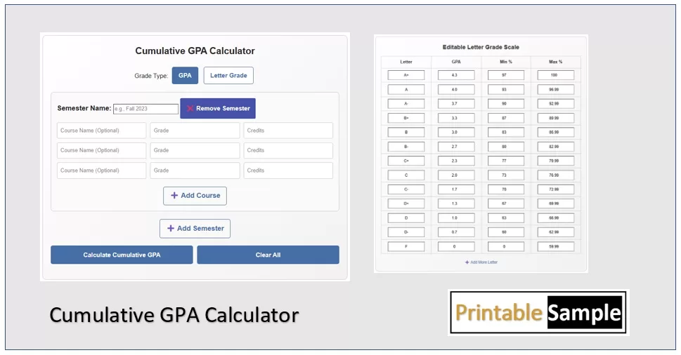 GPA Calculator – Free Cumulative GPA Calculator for Students