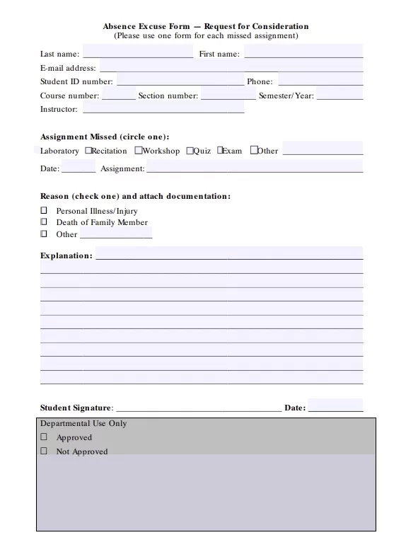 Doctor Note - Excuse Form 02