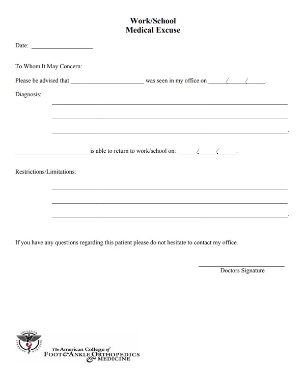 Doctor Note - Excuse Form 03
