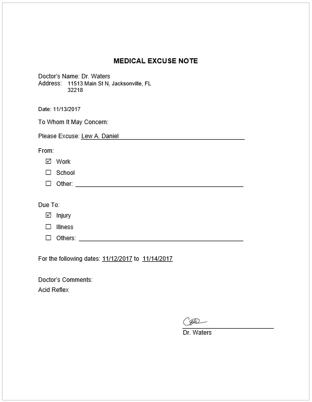 Doctor Note - Excuse Form 04