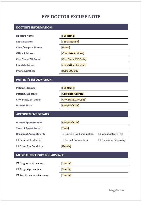 Doctor Note - Excuse Form 08
