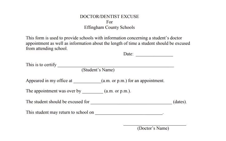 Doctor Note - Excuse Slip Form 02