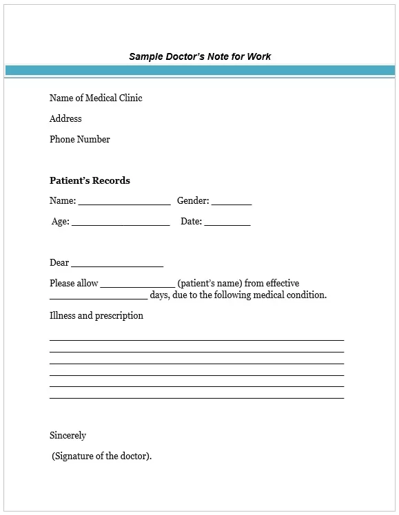 Doctors Note for Work