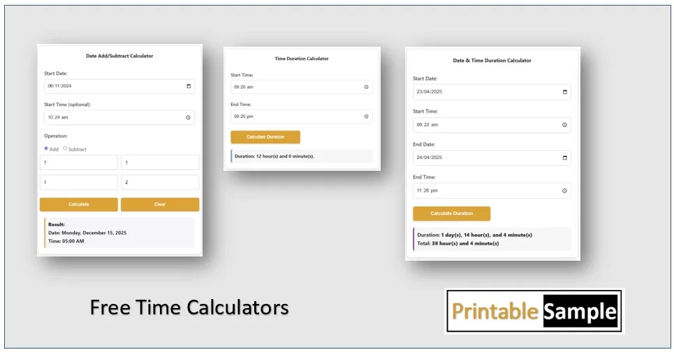 Free Time Calculators