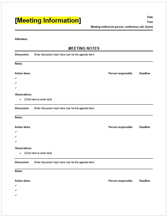 Meeting Notes Template 15