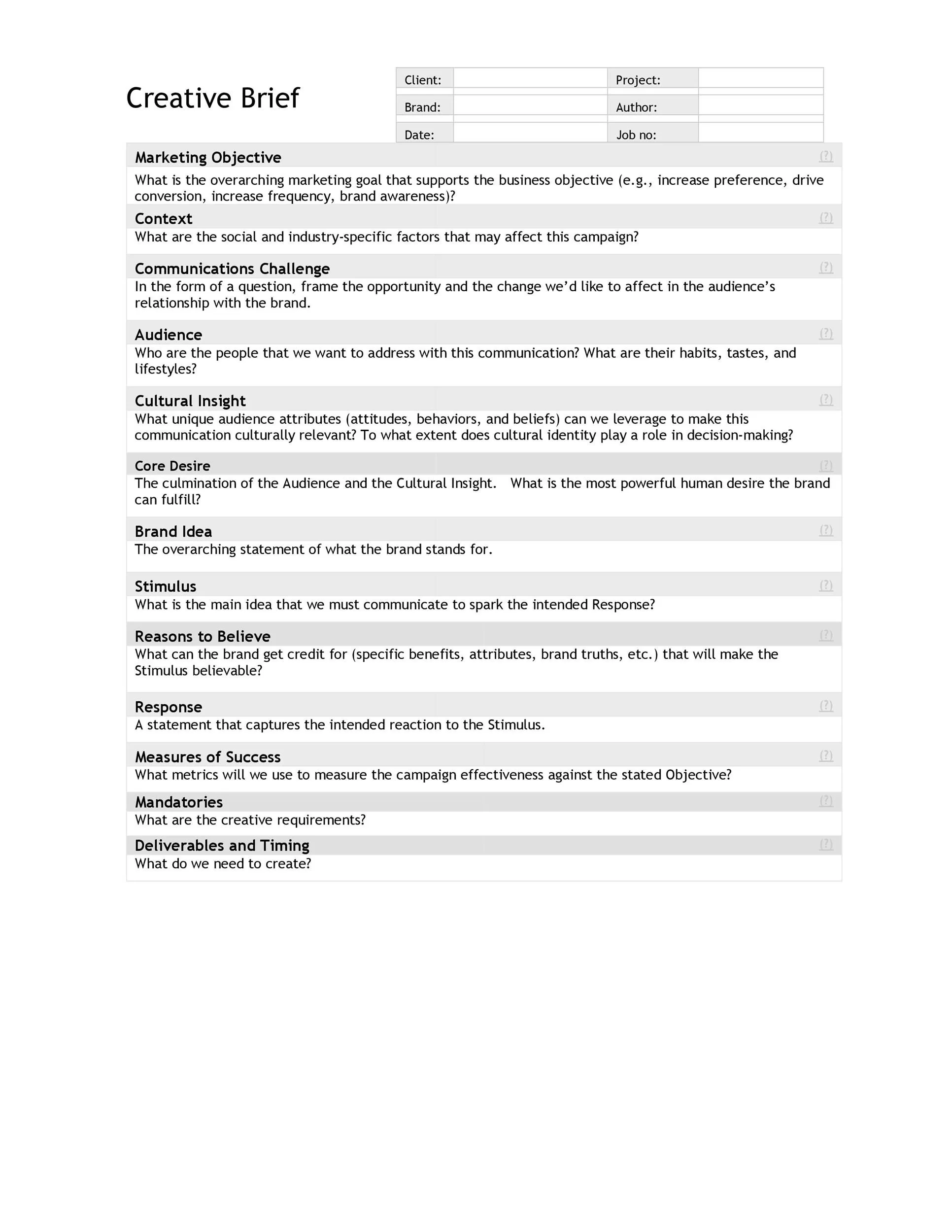 Creative Brief Template 14