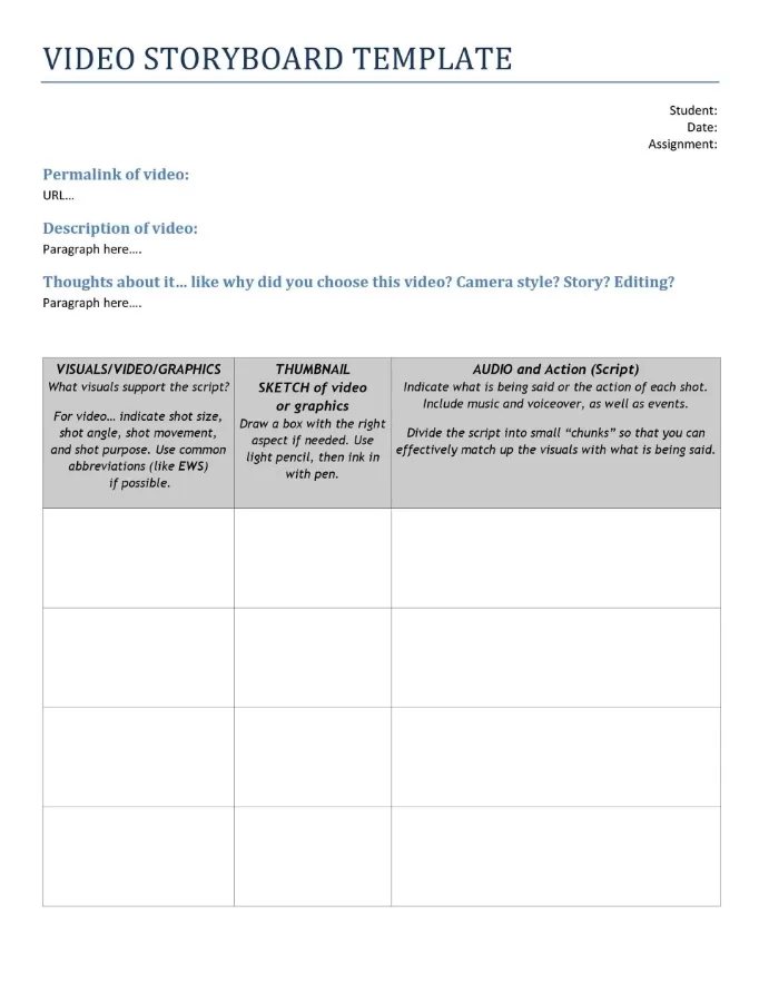 Video Storyboard Template 13