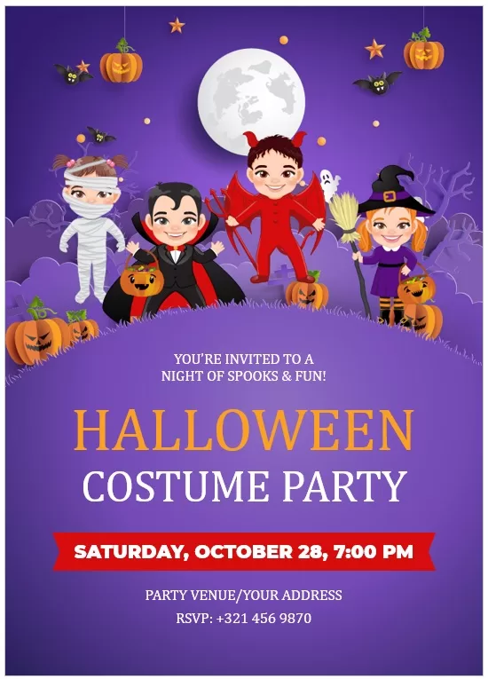 Halloween Costume Party Invitation Template