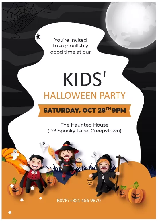 Kids Halloween Party Invitation Flyer Design