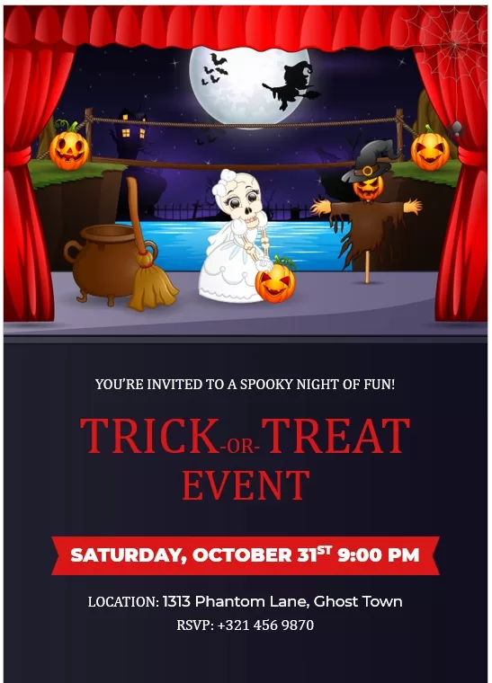 Trick or Treat Event Invitation Flyer Template