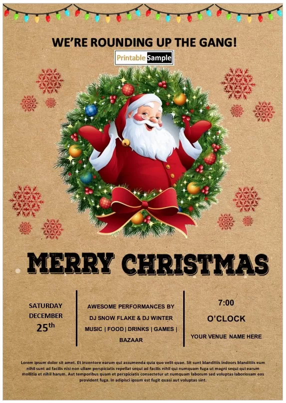 Merry Christmas party invitation template 