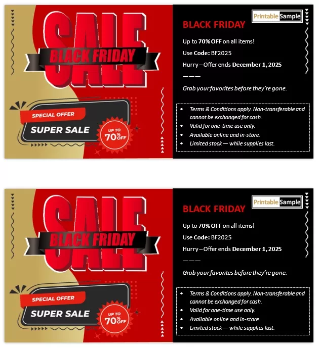 Printable Black Friday Discount Voucher