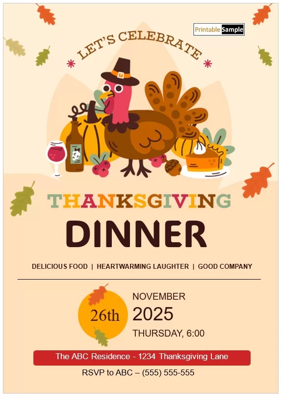 Thanksgiving Dinner Invitation Flyer Template