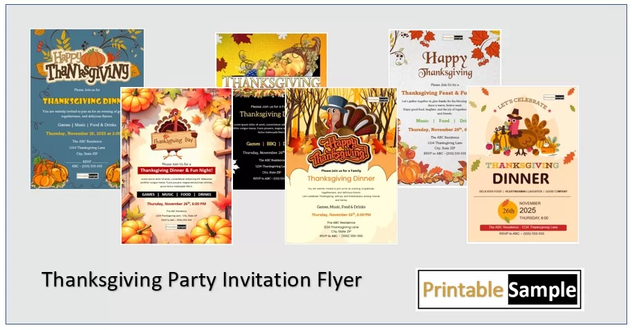 Thanksgiving Party Invitation Flyer Templates