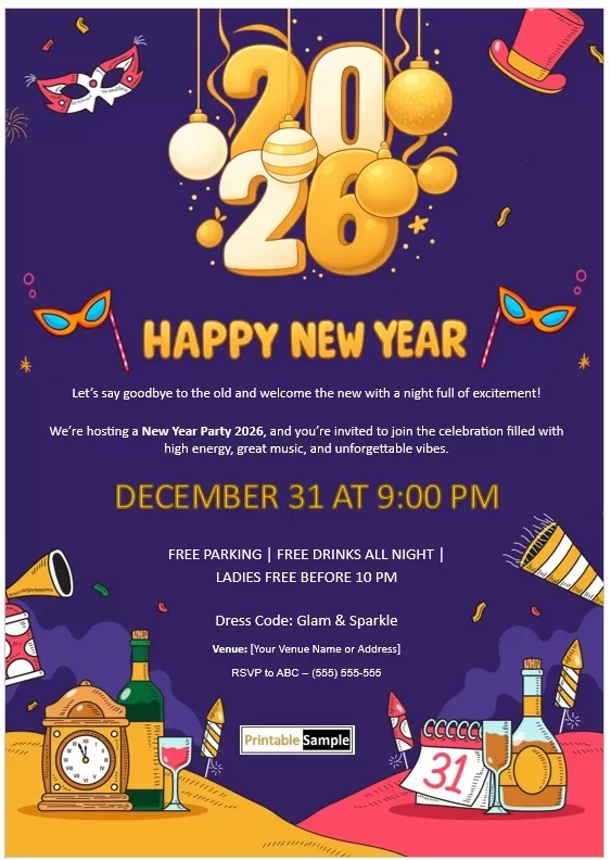 New Year 2026 celebration invitation design